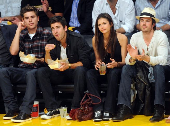   Nina Dobrev and Ian Somerhalder at Lakers Game 6 with an Appearance by Zac Efron 0152