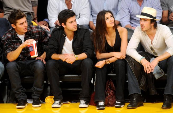   Nina Dobrev and Ian Somerhalder at Lakers Game 6 with an Appearance by Zac Efron 0162