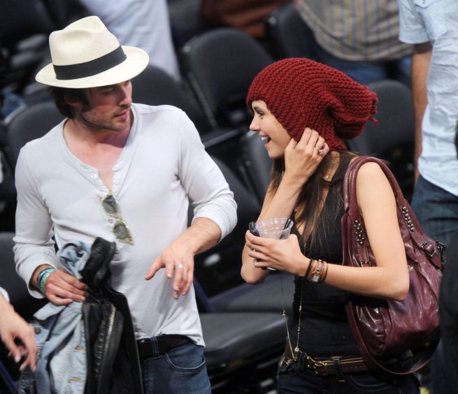   Nina Dobrev and Ian Somerhalder at Lakers Game 6 with an Appearance by Zac Efron 0192