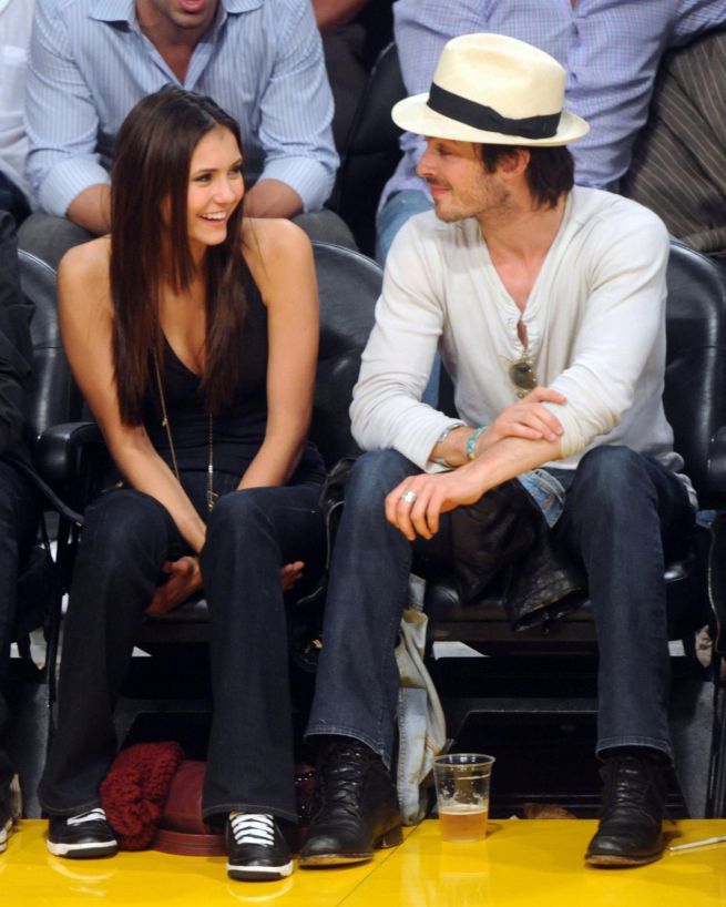   Nina Dobrev and Ian Somerhalder at Lakers Game 6 with an Appearance by Zac Efron 0212