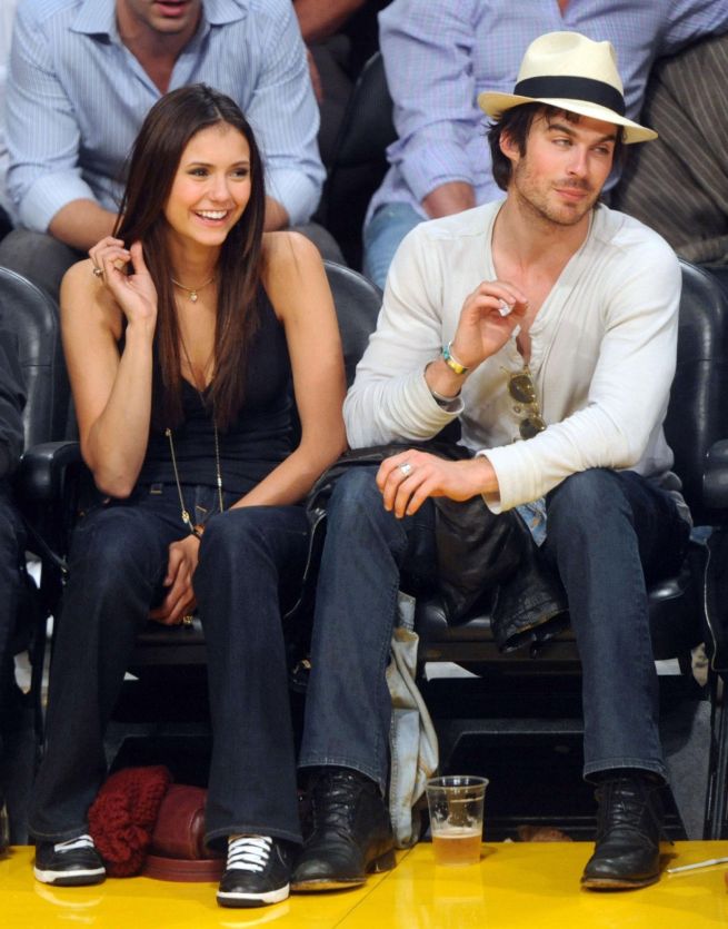   Nina Dobrev and Ian Somerhalder at Lakers Game 6 with an Appearance by Zac Efron 0232