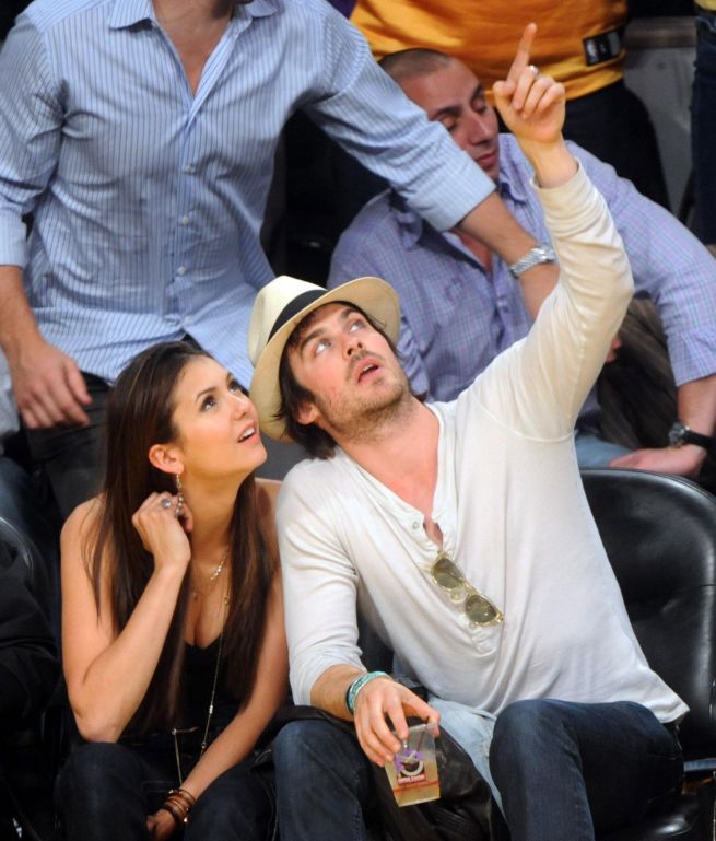   Nina Dobrev and Ian Somerhalder at Lakers Game 6 with an Appearance by Zac Efron 0252