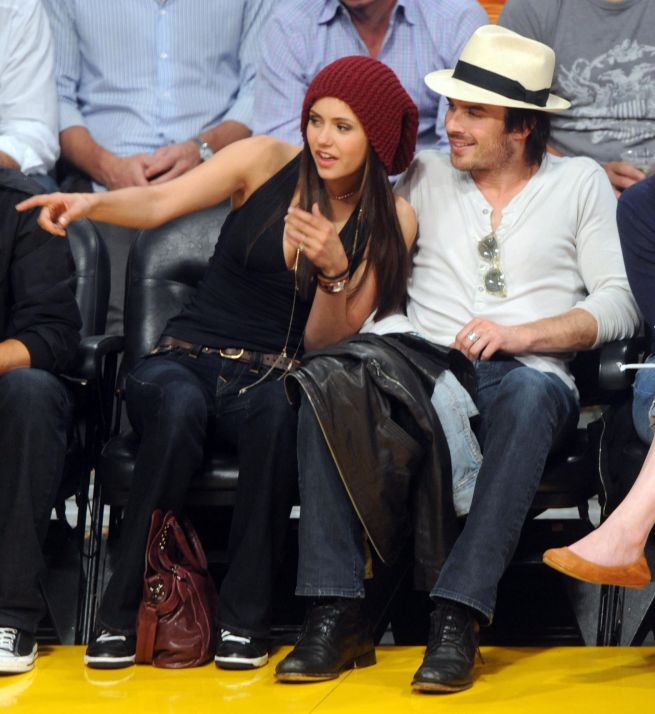   Nina Dobrev and Ian Somerhalder at Lakers Game 6 with an Appearance by Zac Efron 0282