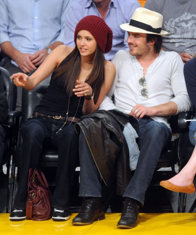   Nina Dobrev and Ian Somerhalder at Lakers Game 6 with an Appearance by Zac Efron 0292