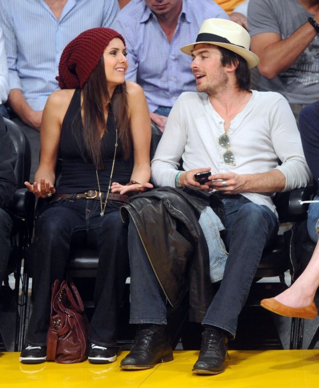   Nina Dobrev and Ian Somerhalder at Lakers Game 6 with an Appearance by Zac Efron 0302
