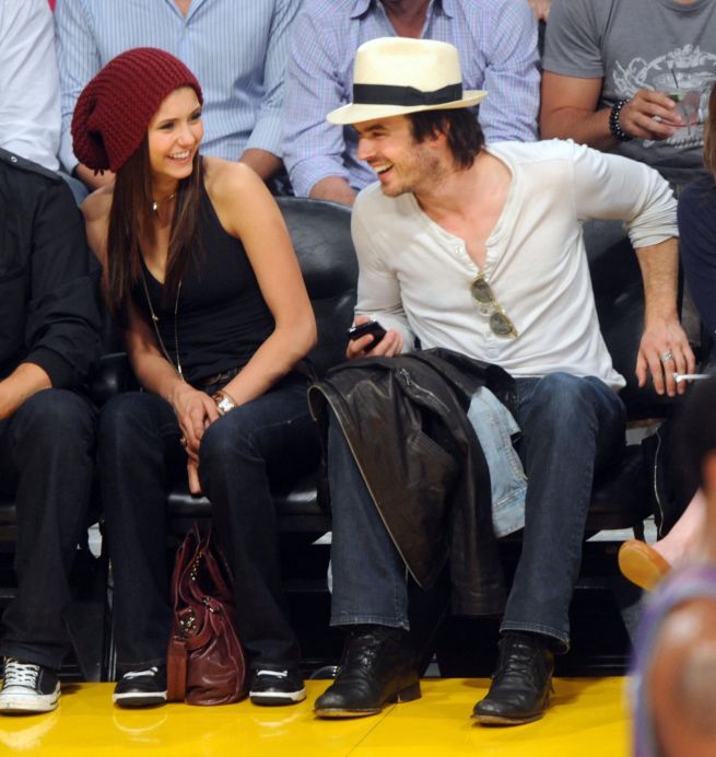   Nina Dobrev and Ian Somerhalder at Lakers Game 6 with an Appearance by Zac Efron 0312