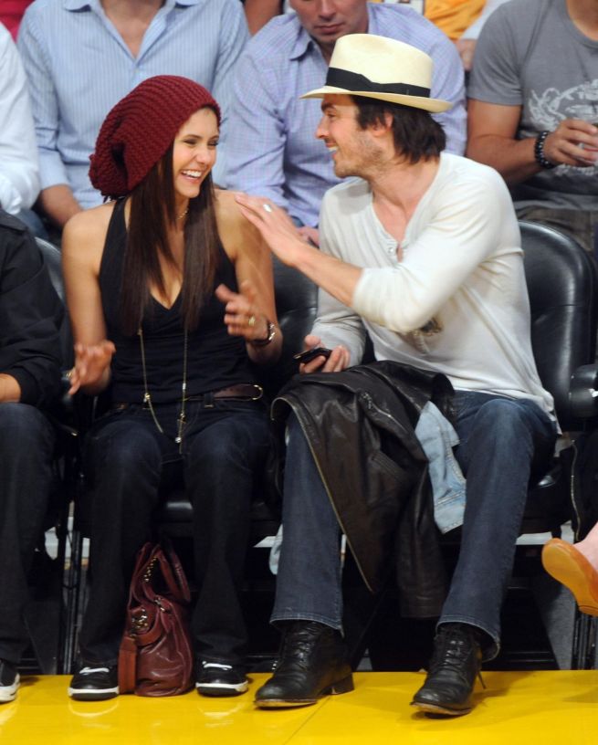   Nina Dobrev and Ian Somerhalder at Lakers Game 6 with an Appearance by Zac Efron 0321