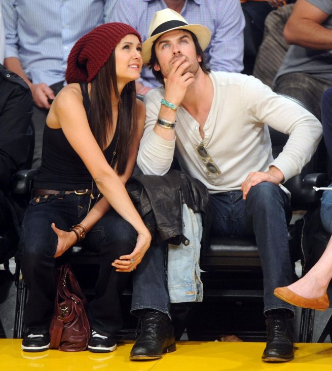   Nina Dobrev and Ian Somerhalder at Lakers Game 6 with an Appearance by Zac Efron 0331
