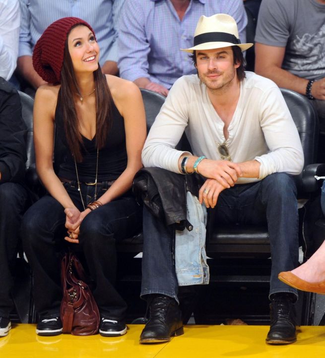   Nina Dobrev and Ian Somerhalder at Lakers Game 6 with an Appearance by Zac Efron 0341
