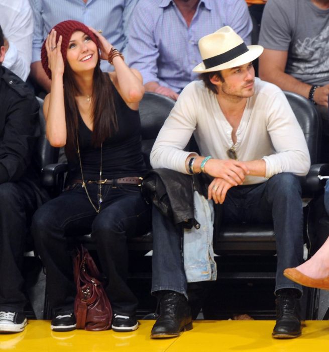   Nina Dobrev and Ian Somerhalder at Lakers Game 6 with an Appearance by Zac Efron 0351