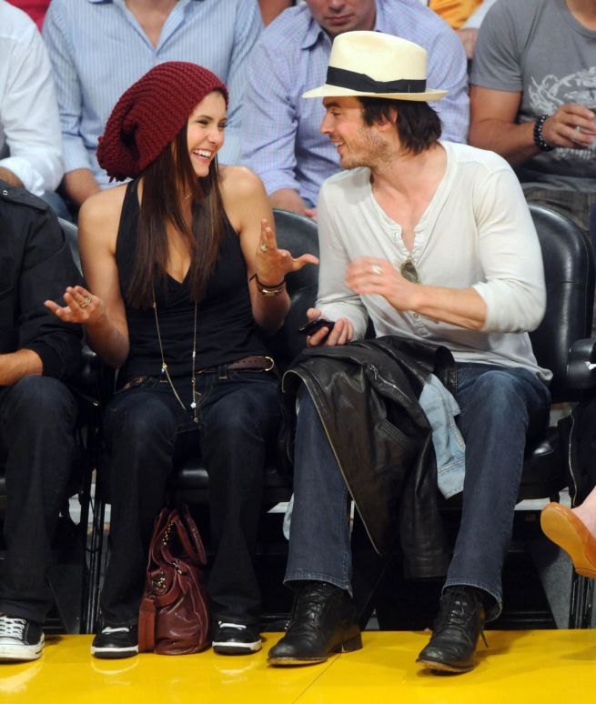   Nina Dobrev and Ian Somerhalder at Lakers Game 6 with an Appearance by Zac Efron 0361