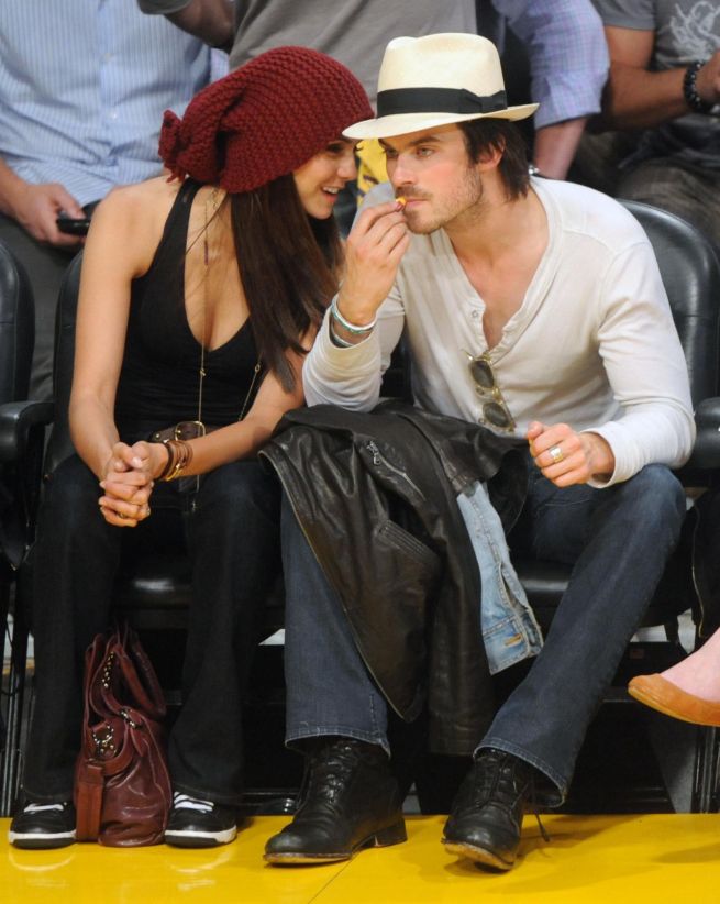   Nina Dobrev and Ian Somerhalder at Lakers Game 6 with an Appearance by Zac Efron 0371